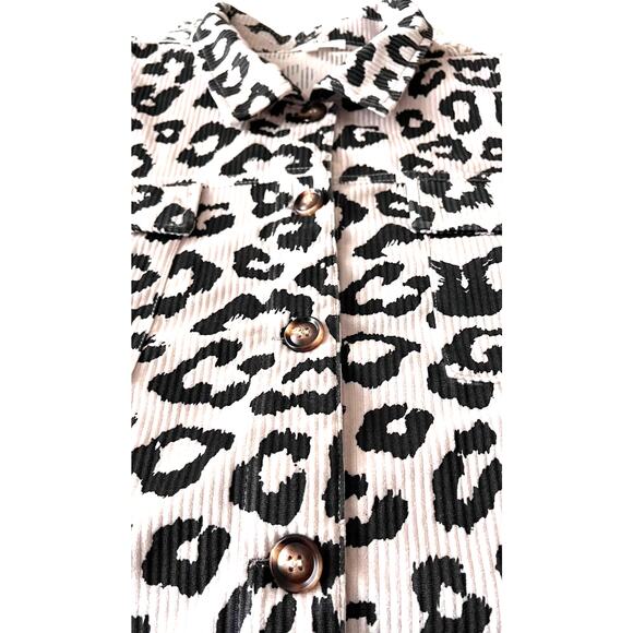 HEYDAY CASUAL BUTTON JACKET, WOMENS, S, BLACK & VERY LIGHT PINK - ANIMAL PATTERN - Picture 3 of 9